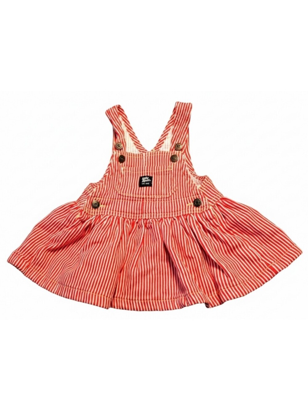 🔥5/$25🔥OshKosh BGosh Baby BGosh Red Striped Overall Jumper Dress Size 9M